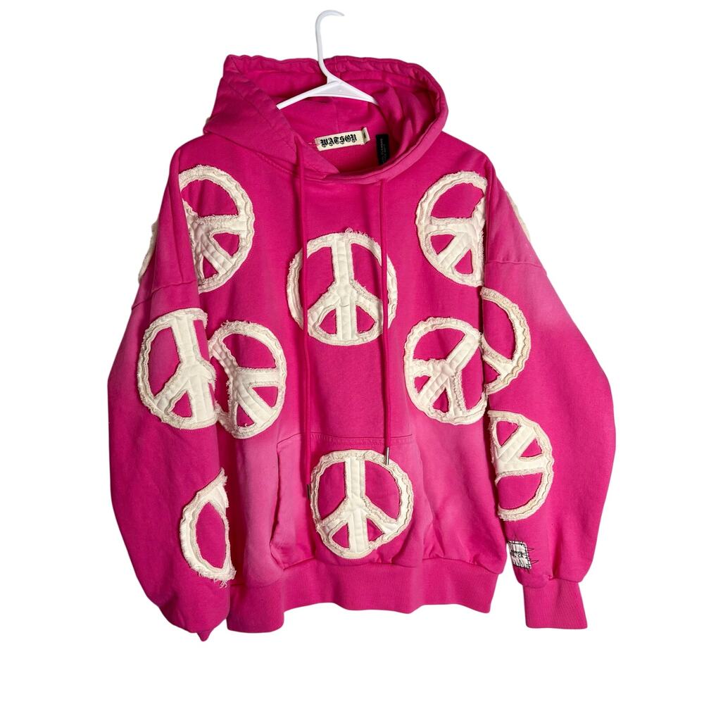 Unknown Brand Hot Pink Peace Sign Hoodie